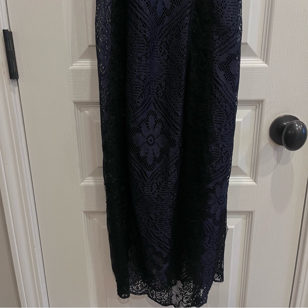 Free People Miracle Blue Black Lace Racerback Dress Small Whimsygoth Whitchy - Picture 9 of 13